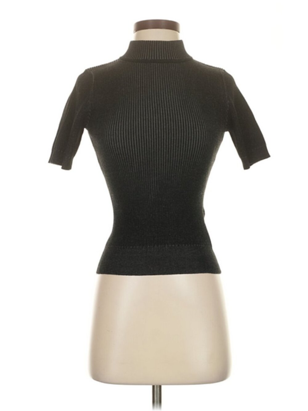 John & Jenn Size XS Black Ribbed Turtleneck short sleeve sweater